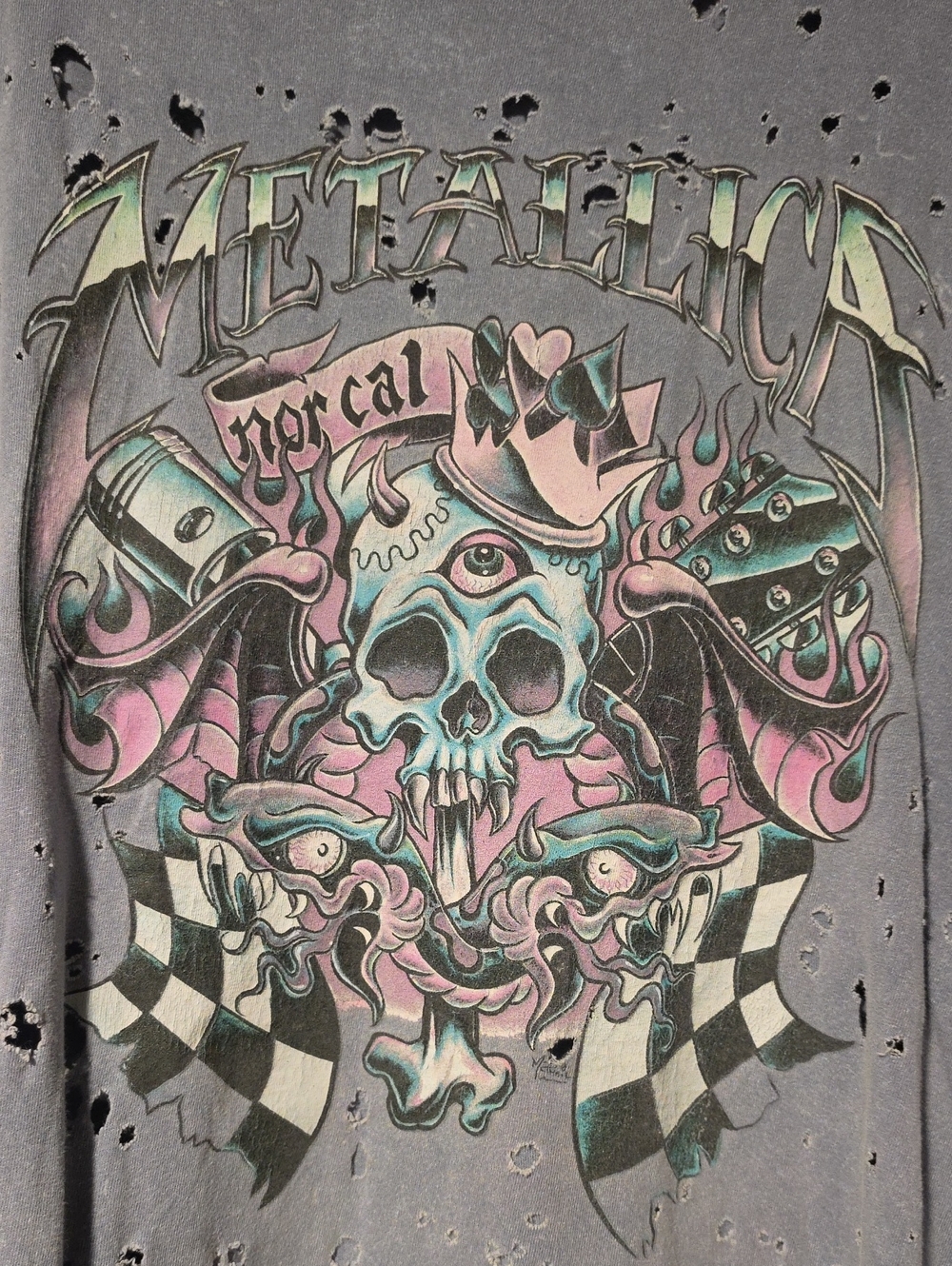 Metallica Faded Purple Distressed Nor Cal Skull Graphic Shirt Womens 2x - Picture 3 of 7